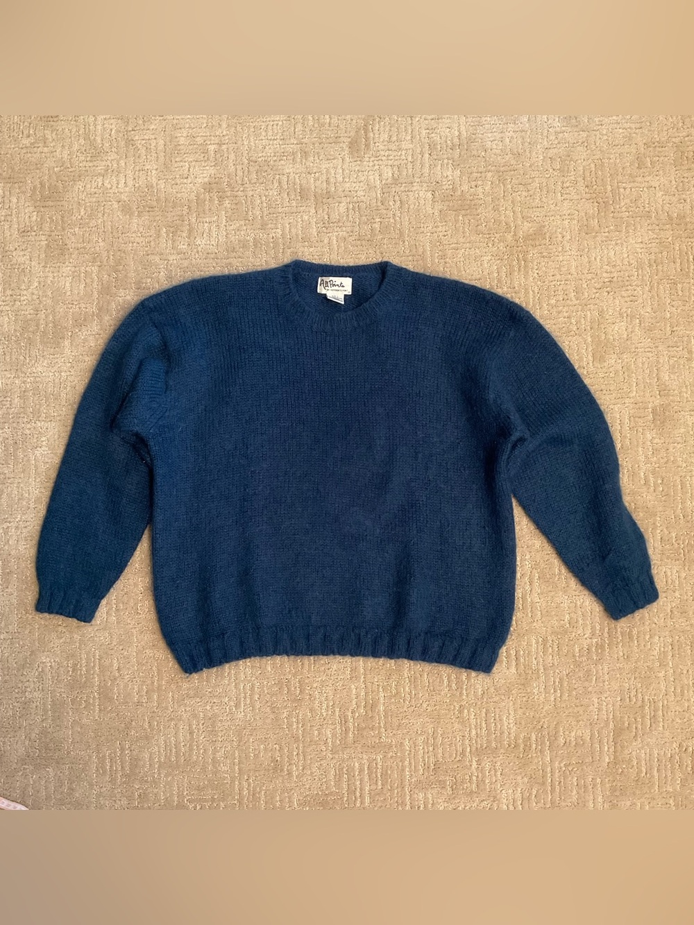 Vintage All Points Sweater Mohair Wool Blend Blue L EUC Old Money Minimalist